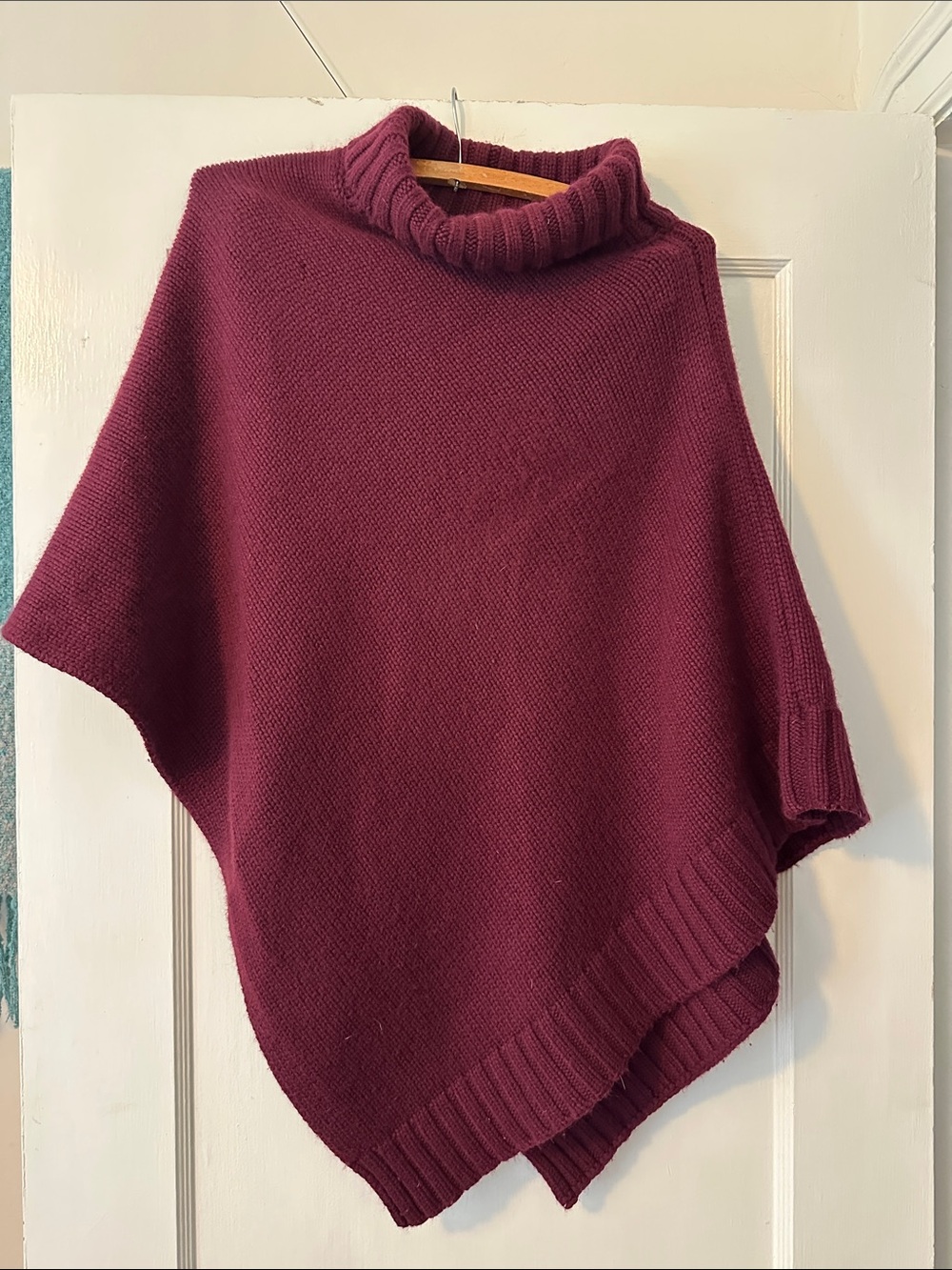 Women's Ruti Turtleneck Poncho Sweater - Burgundy O/S